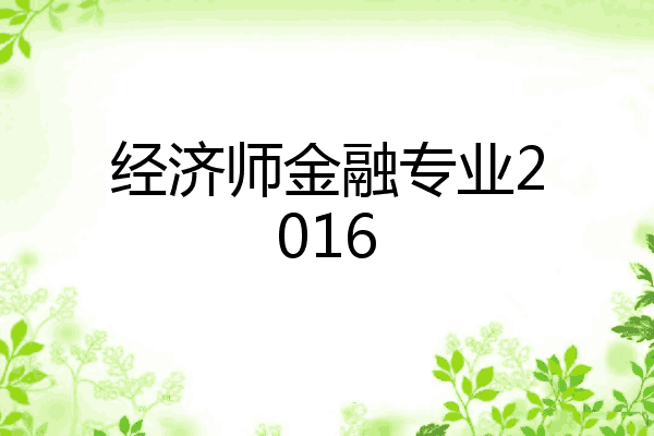 经济师金融专业2016