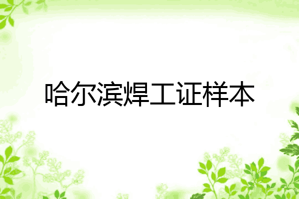 哈尔滨焊工证样本