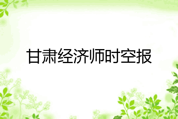 甘肃经济师时空报
