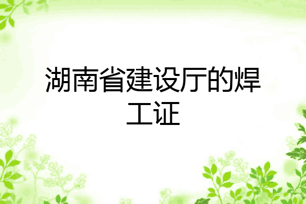 湖南省建设厅的焊工证