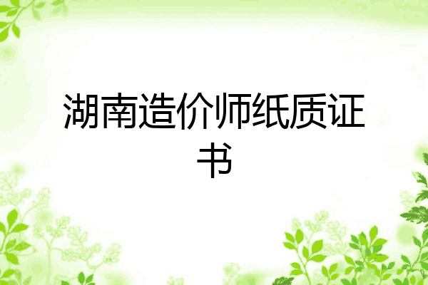 湖南造价师纸质证书