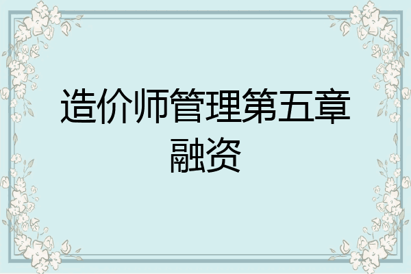 造价师管理第五章融资