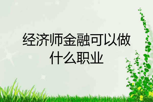 经济师金融可以做什么职业