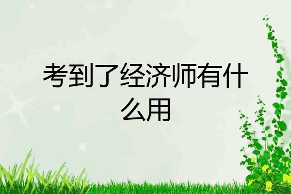 考到了经济师有什么用