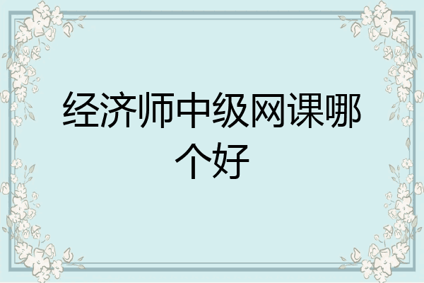 经济师中级网课哪个好