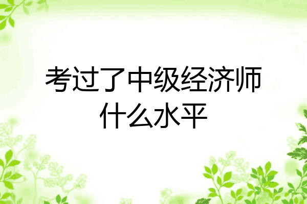 考过了中级经济师什么水平