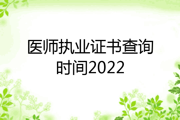 医师执业证书查询时间2022