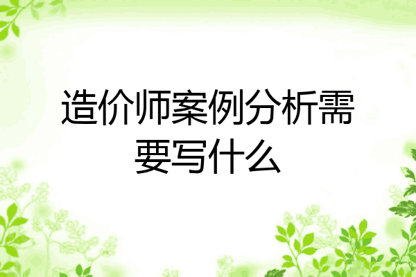 造价师案例分析需要写什么