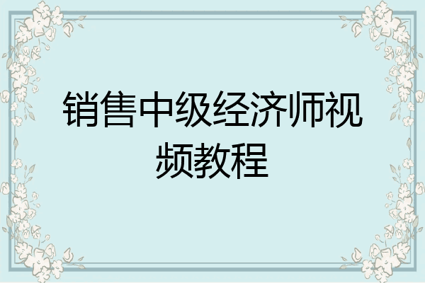 销售中级经济师视频教程