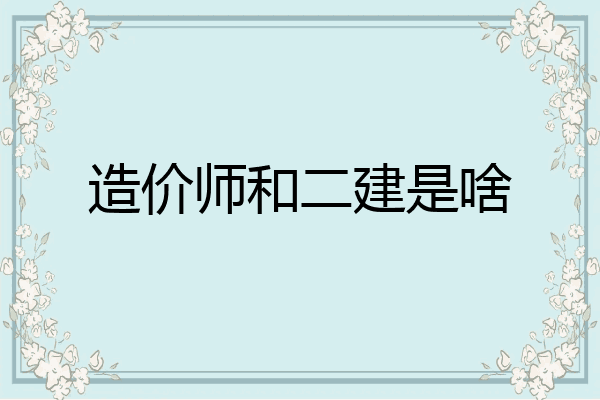 造价师和二建是啥