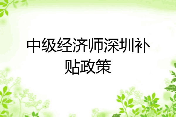 中级经济师深圳补贴政策