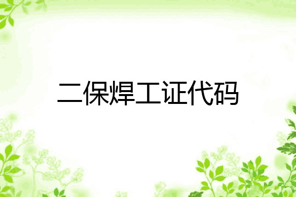 二保焊工证代码