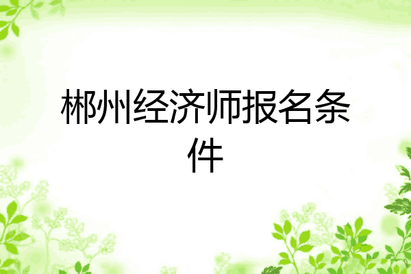 郴州经济师报名条件