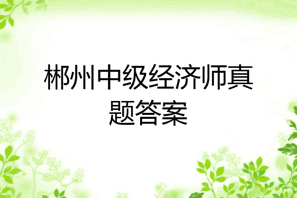 郴州中级经济师真题答案