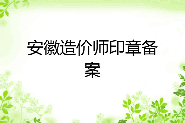 安徽造价师印章备案