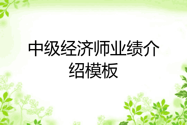 中级经济师业绩介绍模板