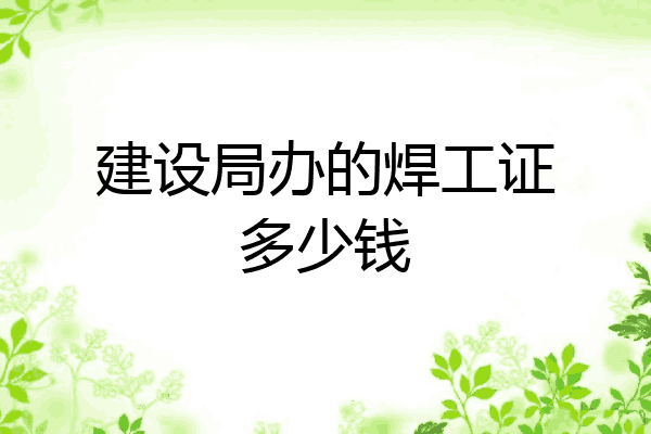 建设局办的焊工证多少钱