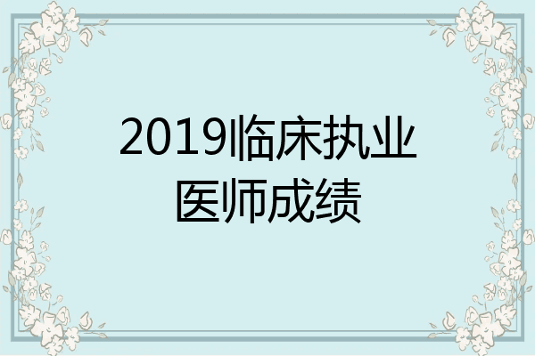 2019临床执业医师成绩