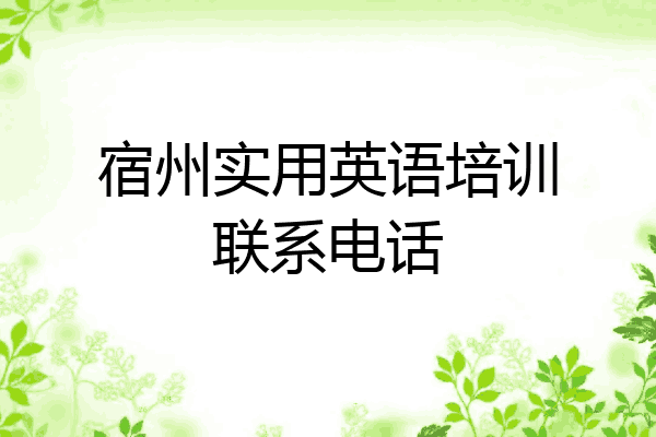 宿州实用英语培训联系电话