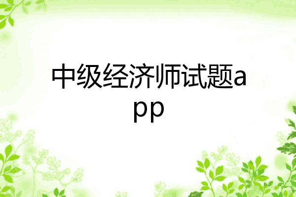中级经济师试题app