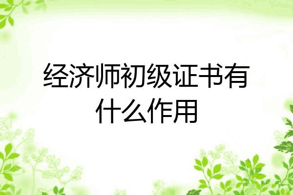 经济师初级证书有什么作用