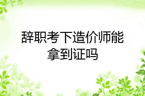 辞职考下造价师能拿到证吗