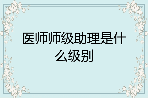 医师师级助理是什么级别
