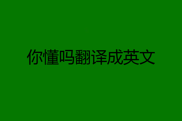 你懂吗翻译成英文