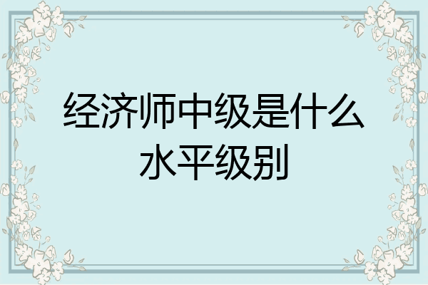 经济师中级是什么水平级别