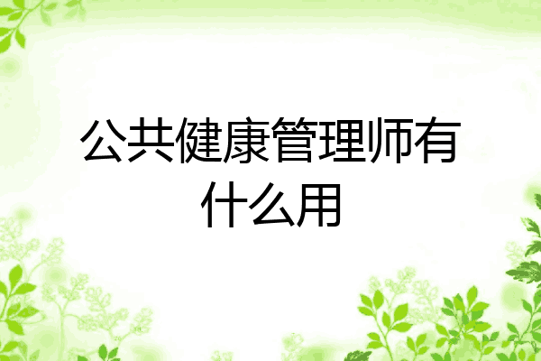 公共健康管理师有什么用