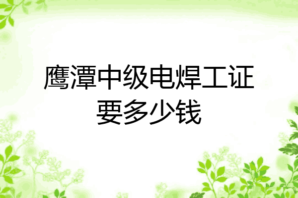 鹰潭中级电焊工证要多少钱