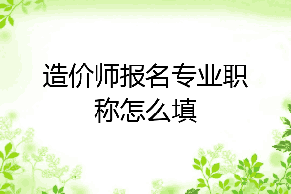 造价师报名专业职称怎么填