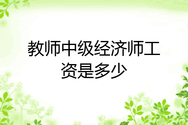 教师中级经济师工资是多少