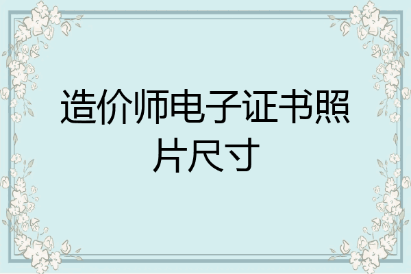 造价师电子证书照片尺寸