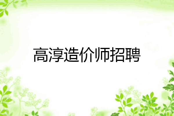 高淳造价师招聘