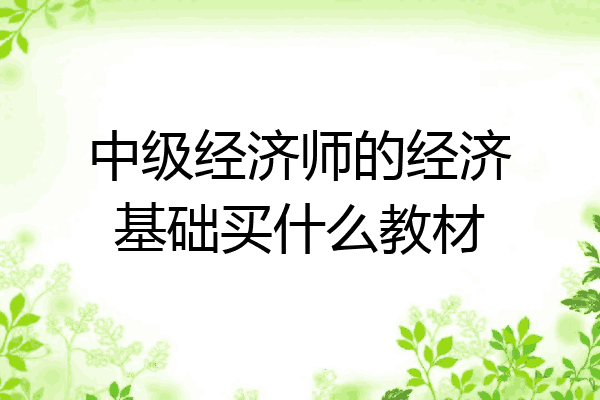 中级经济师的经济基础买什么教材