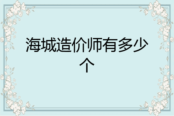 海城造价师有多少个