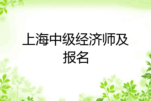 上海中级经济师及报名