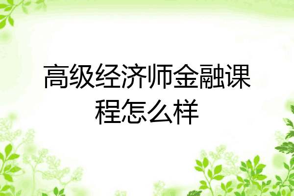 高级经济师金融课程怎么样