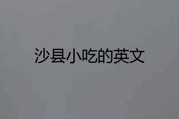 沙县小吃的英文