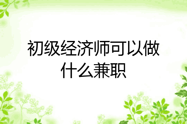 初级经济师可以做什么兼职