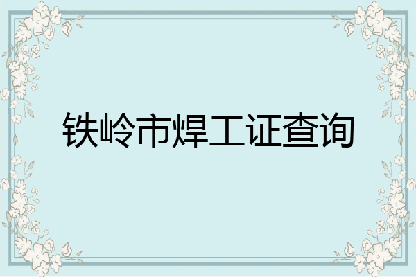 铁岭市焊工证查询