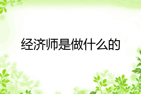 经济师是做什么的