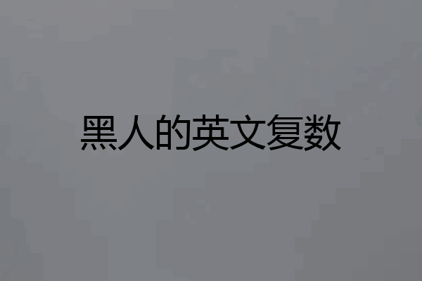 黑人的英文复数