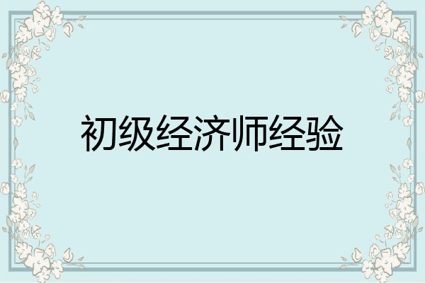 初级经济师经验