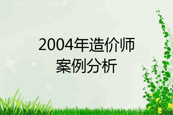 2004年造价师案例分析