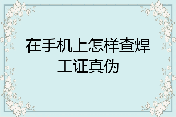 在手机上怎样查焊工证真伪