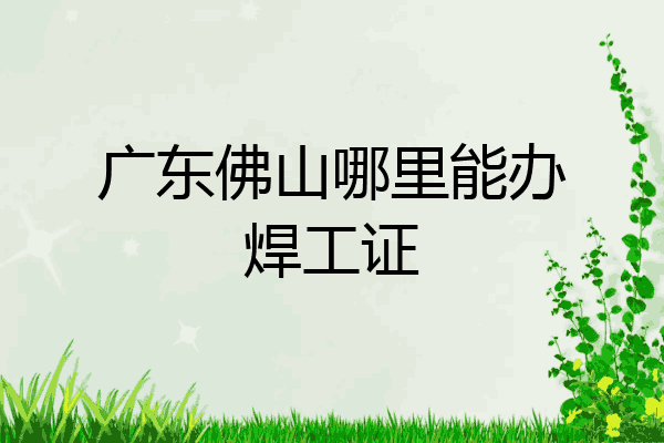 广东佛山哪里能办焊工证