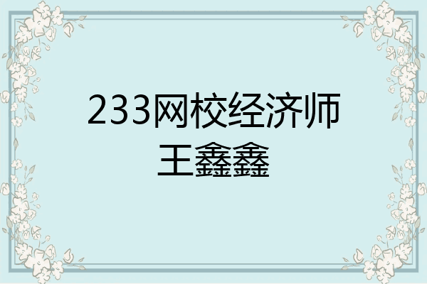 233网校经济师王鑫鑫