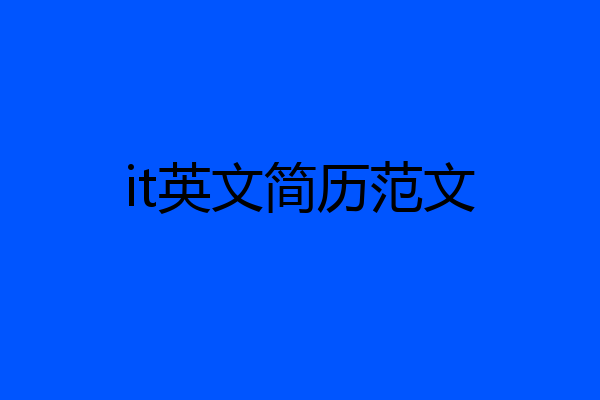 it英文简历范文